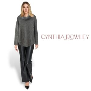 Cynthia Rowley Grey Wool Blend Cowl Neck Tunic Sweater | Medium